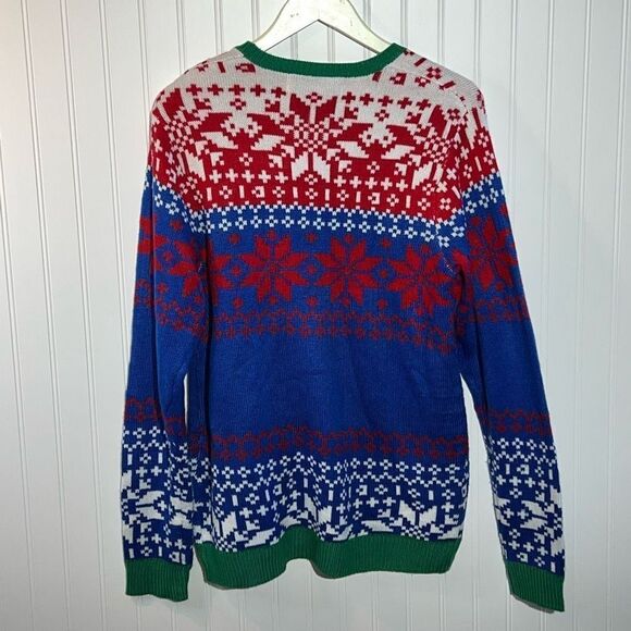 Jolly Sweaters Santa Sweater Women’s Medium Red Green Blue Holiday Ugly Sweater - Picture 9 of 13